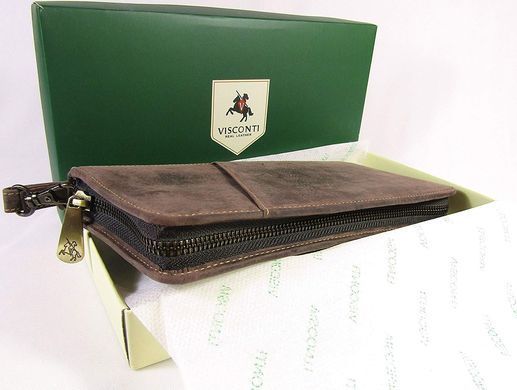 Шкіряний гаманець для подорожей (тревелер) Visconti 728 OIL BRN