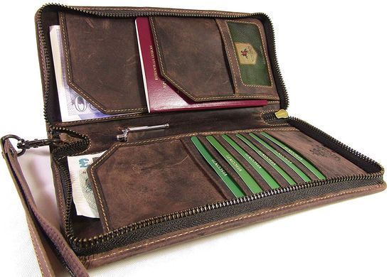 Шкіряний гаманець для подорожей (тревелер) Visconti 728 OIL BRN