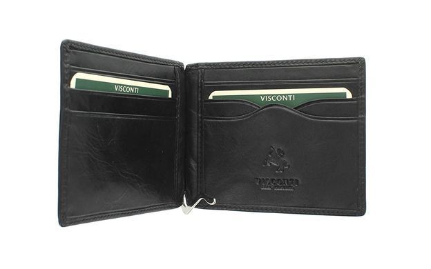 Чоловічий шкіряний затискач для купюр Visconti MZ2 AURIC IT BLK