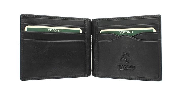 Чоловічий шкіряний затискач для купюр Visconti MZ2 AURIC IT BLK