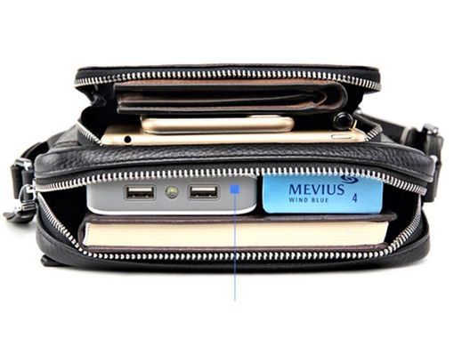 Мужской кожаный мессенджер Tiding Bag M911-1A черный
