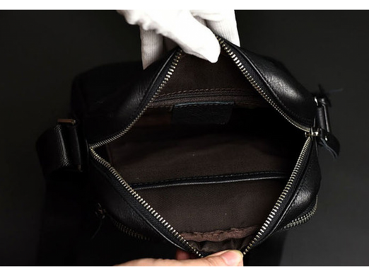 Чоловічий шкіряний чорний месенджер Tiding Bag M47-21109-1A
