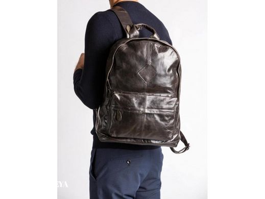 Мужской кожаный рюкзак Tiding Bag 9007J коричневый