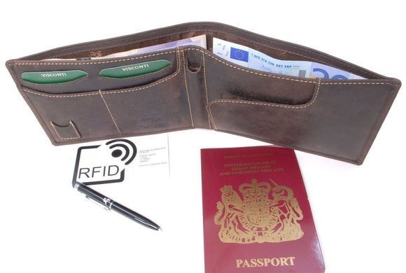 Мужской кожаный кошелек Visconti 726 - Jet oil tan (RFID)