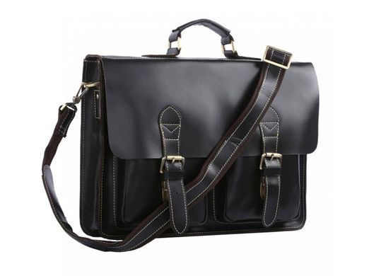 Мужской кожаный черный портфель Tiding Bag 7105